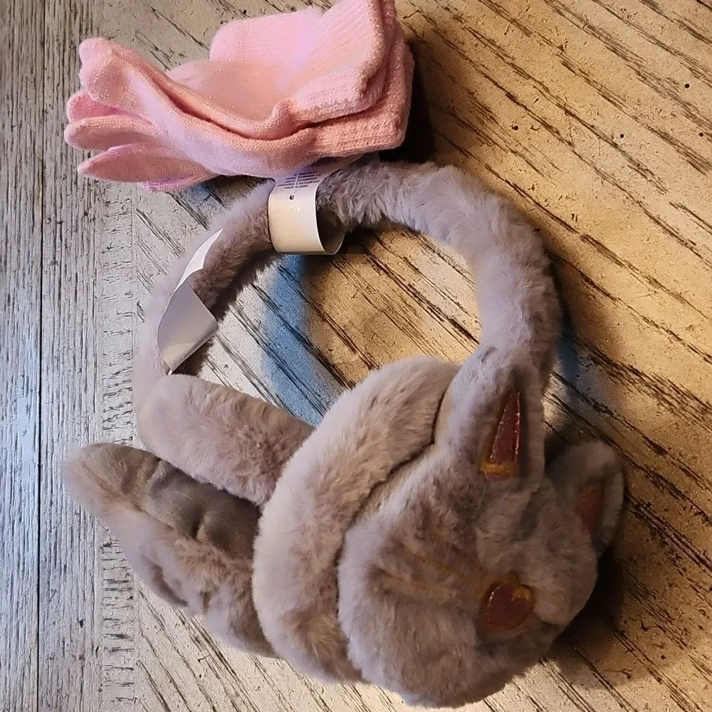 Ear warmer headband with mitten kitty NWT